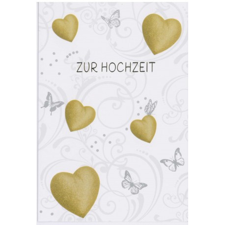 Faltkarte zur Hochzeit - Herzen und Schmetterlinge