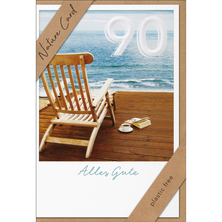 Faltkarte zum 90. Geburtstag - Liegestuhl