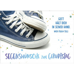 Postkarte zum Geburtstag - Blaue Sneakers