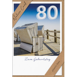 Faltkarte zum 80. Geburtstag - Strandkörbe