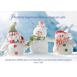 Postkarte zum Neuen Jahr - 3 Schneemänner