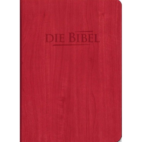 Taschenbibel, größere Ausgabe, rot, Holzoptik