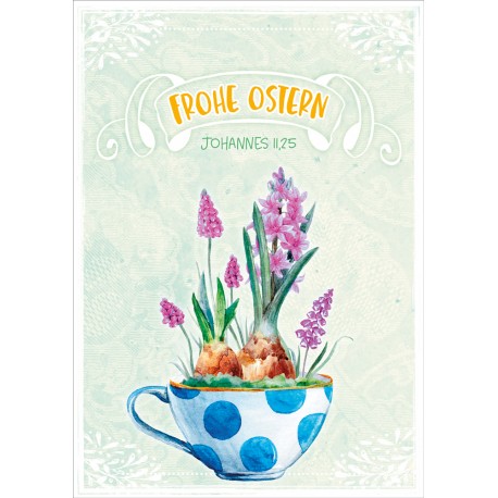 Faltkarte zu Ostern - Bepflanzte Tasse