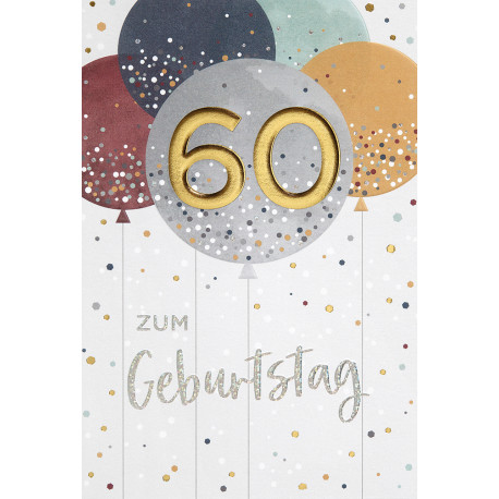 Faltkarte 60. Geburtstag - Luftballons
