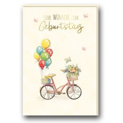 Faltkarte zum Geburtstag - rotes Fahrrad