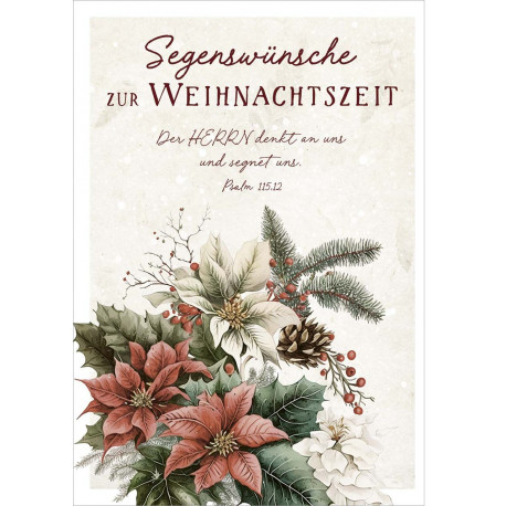 Postkarte zu Weihnachten - Weihnachtsstern Bouquet