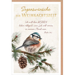 Faltkarte Weihnachten - Vogel auf Zweig