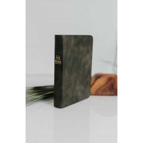 Pocketbibel, Leder Unique Olive grün, Goldschnitt