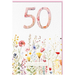 Faltkarte zum 50. Geburtstag - Wildblumen