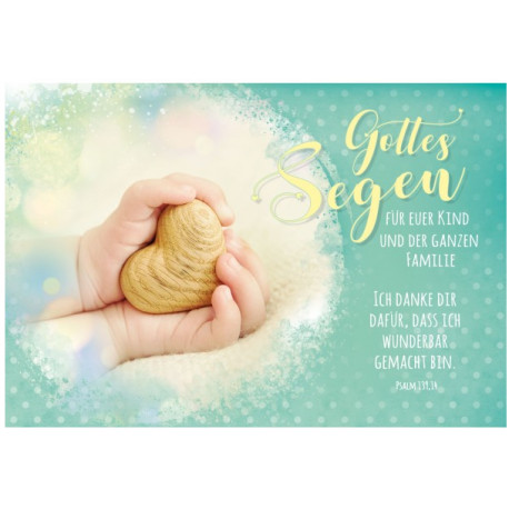 Faltkarte zur Geburt - Holzherz