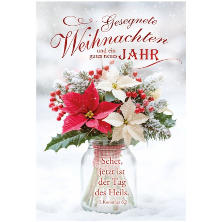 Faltkarte zu Weihnachten/Neujahr - Weihnachtssterne