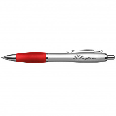 Kugelschreiber "Prüft alles" - rot