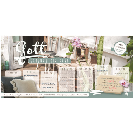 Mein Wochenplaner „Gott schenkt dir Ruhe“