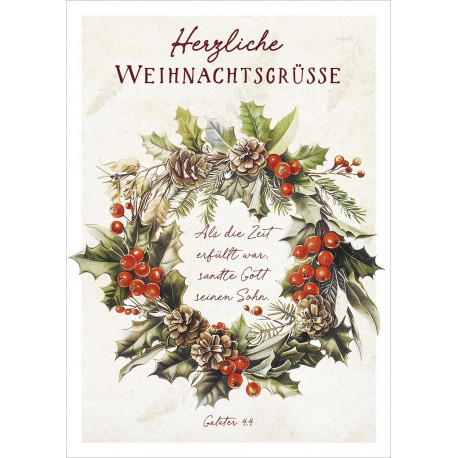 Postkarte zu Weihnachten - Holzwindlicht