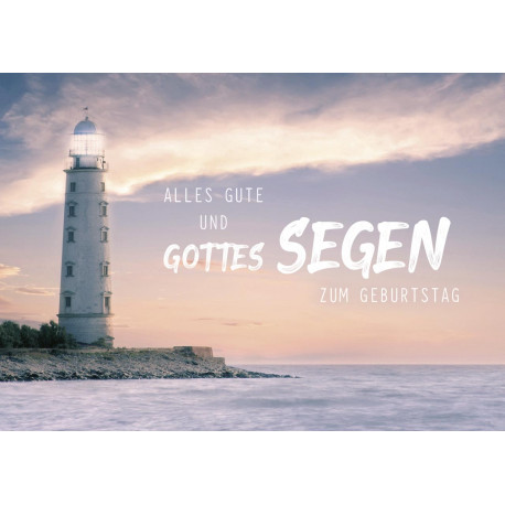 Postkarte zum Geburtstag - Leuchtturm (Alles Gute)