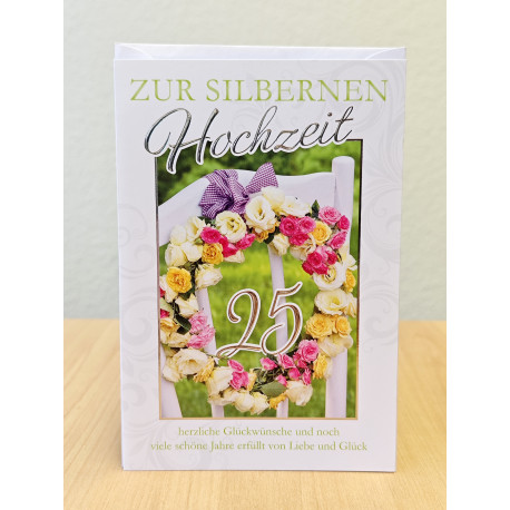 Faltkarte zur Silberhochzeit - Blumenkranz