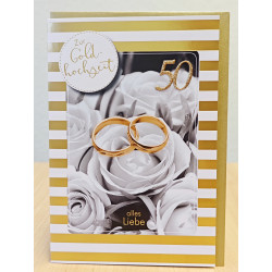 Faltkarte zur Goldhochzeit - goldene Ringe