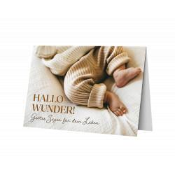 Faltkarte zur Geburt - Hallo Wunder!