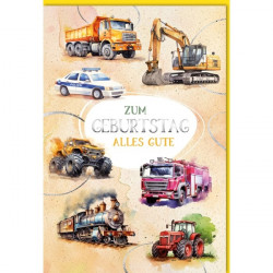 Faltkarte zum Geburtstag - Fahrzeuge