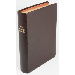 Schreibrandbibel, kleinere Ausgabe, Ziegenleder braun, Rotgoldschnitt