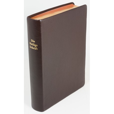 Schreibrandbibel, kleinere Ausgabe, Ziegenleder braun, Rotgoldschnitt