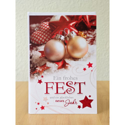 Faltkarte zu Weihnachten/Neu Jahr - 2 Kugeln