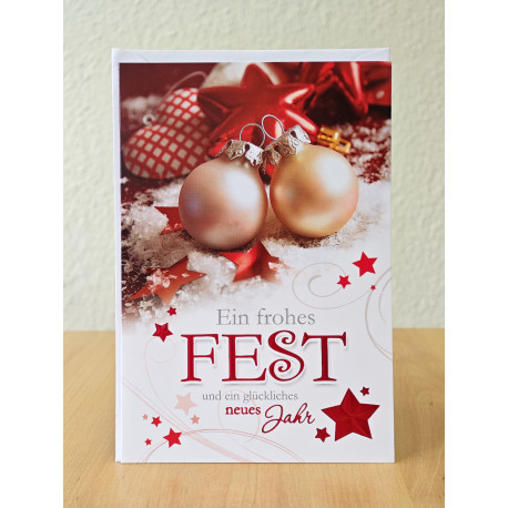 Faltkarte zu Weihnachten/Neu Jahr - 2 Kugeln