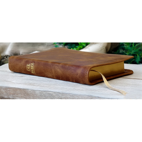 Pocketbibel, Leder Unique Toffee braun, Goldschnitt