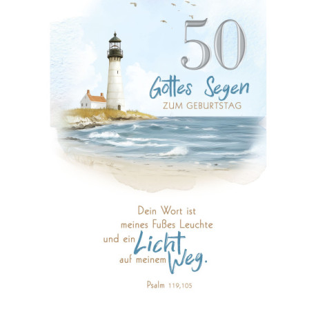 Faltkarte zum 50. Geburtstag - Leuchtturm